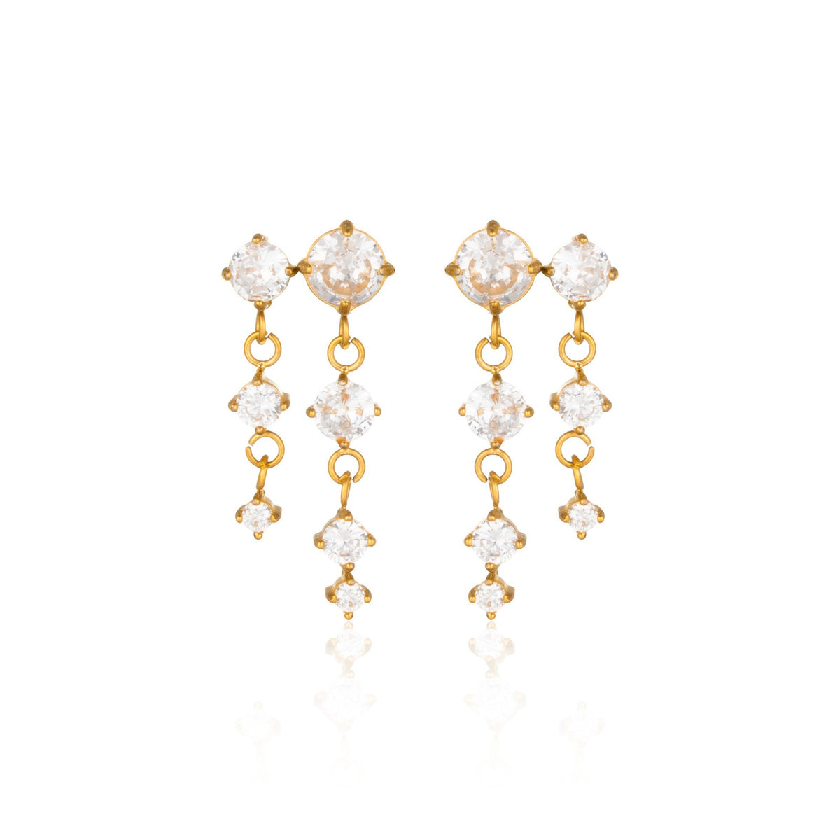 18k Dainty Crystal Link Drop Earrings