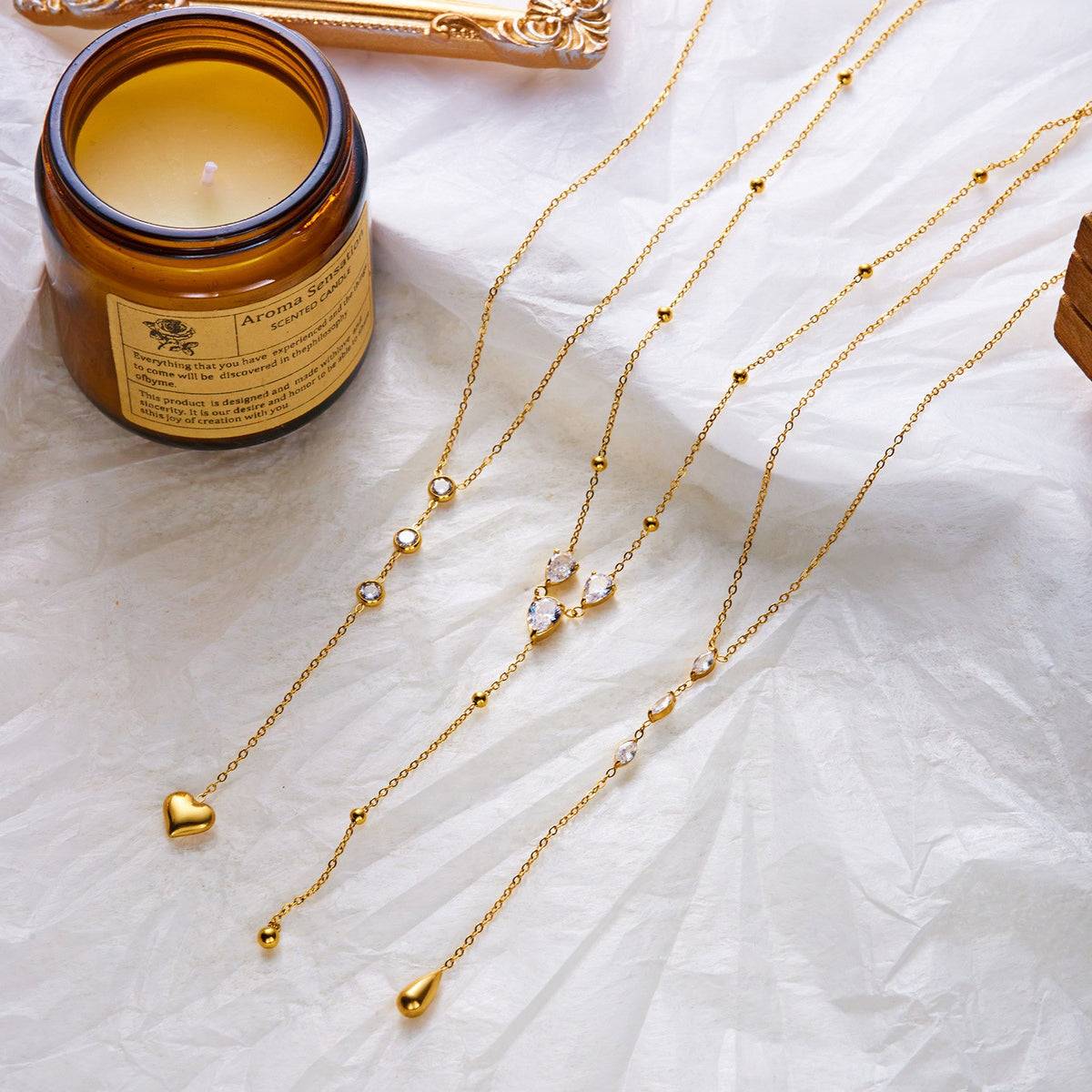 Classy Sunburst & Zirconia Layered Y-Necklace