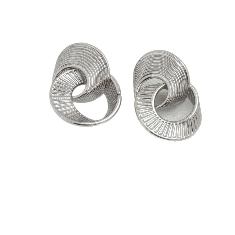 Classy Textured Interlocking Hoop Earrings