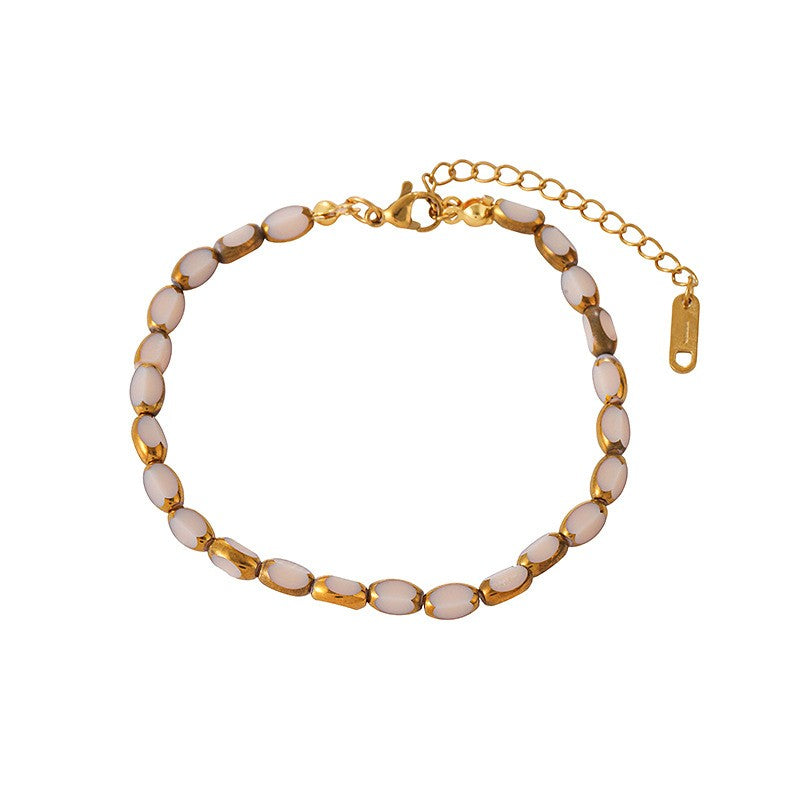 Colorful Oval Glass Bead Bracelet