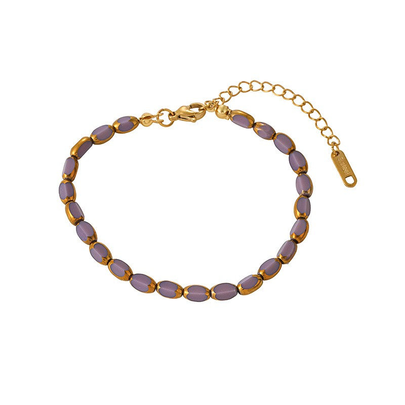 Colorful Oval Glass Bead Bracelet