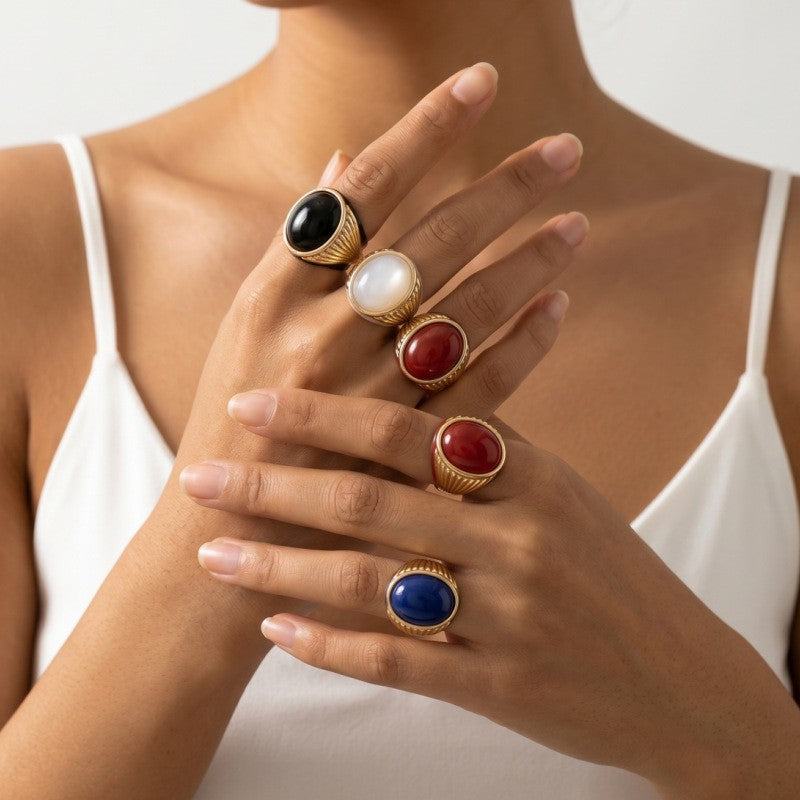 Classy Multicolor Oval Statement Ring