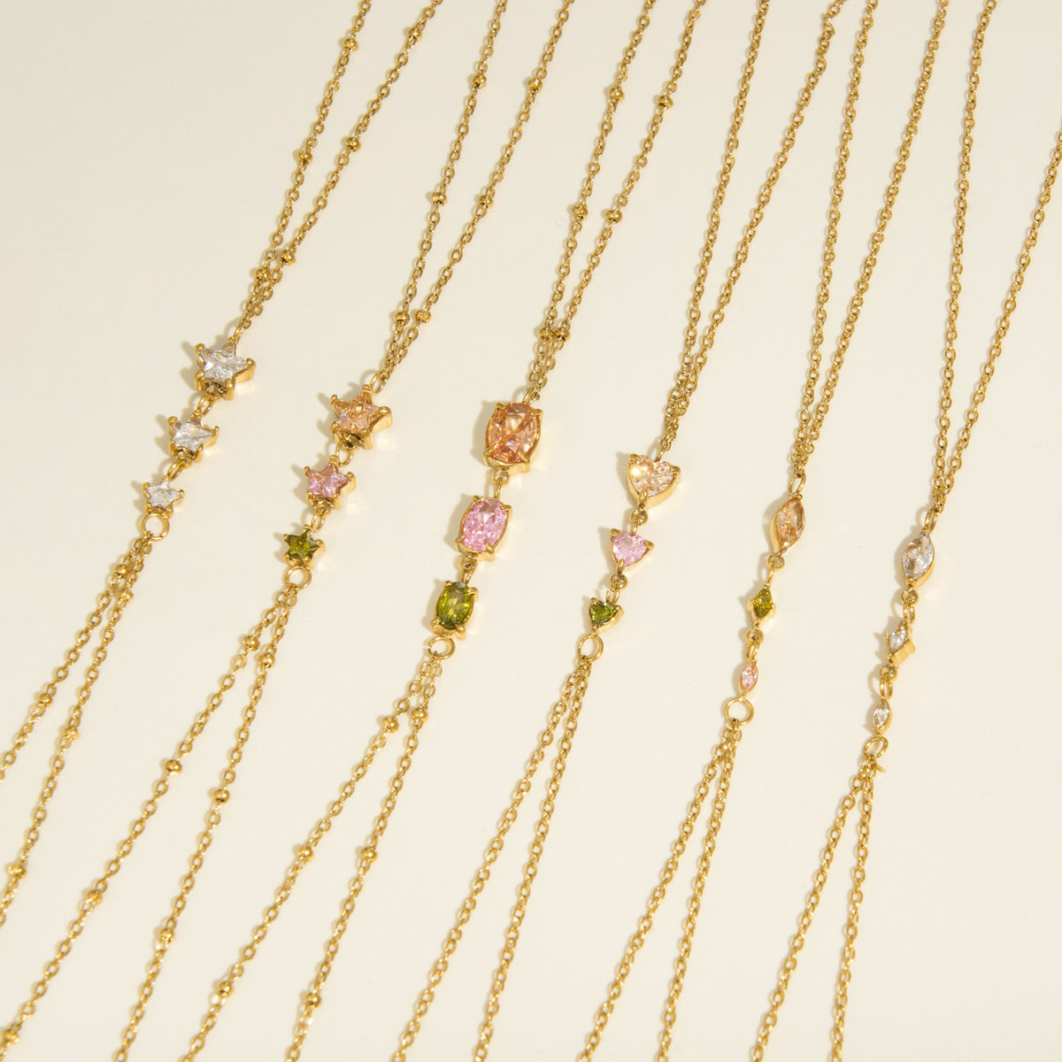 Dainty Multicolor Gemstone Finger Chain Bracelet