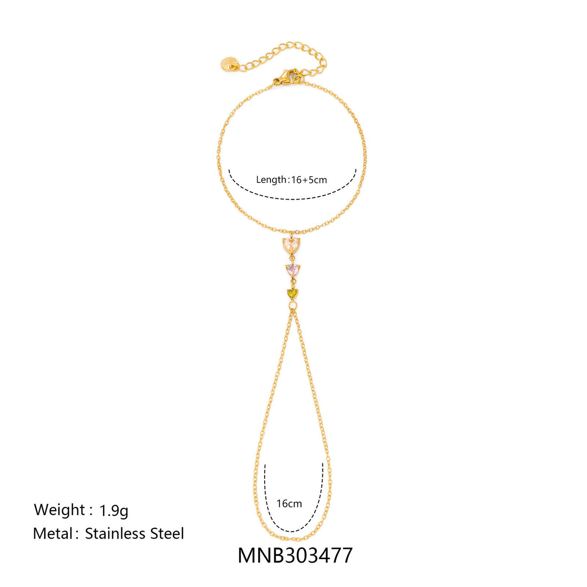 Dainty Multicolor Gemstone Finger Chain Bracelet