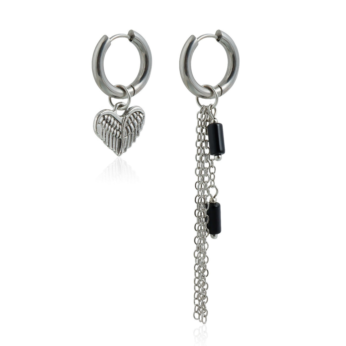 Classy Black Bead Layered Heart Necklace, Bracelet & Earring Set