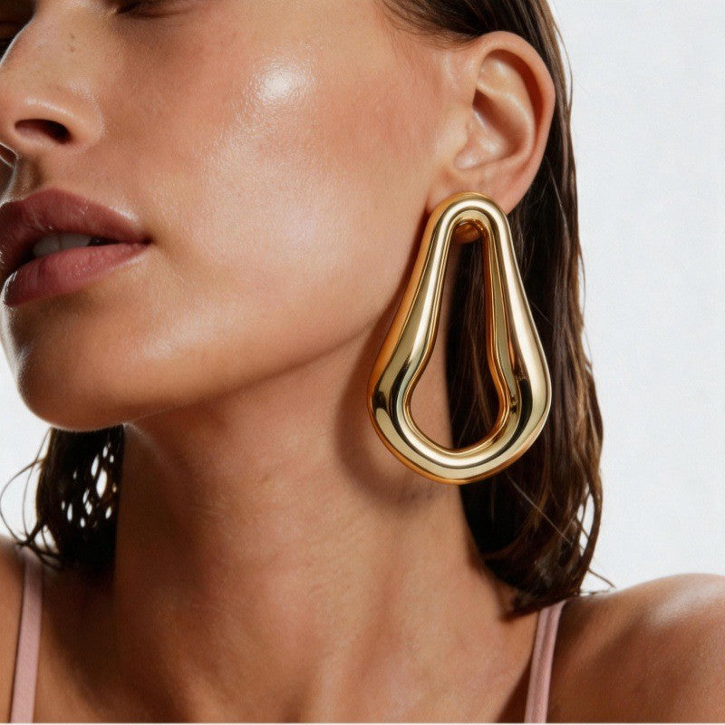Classy Red Geometric Drop Earrings