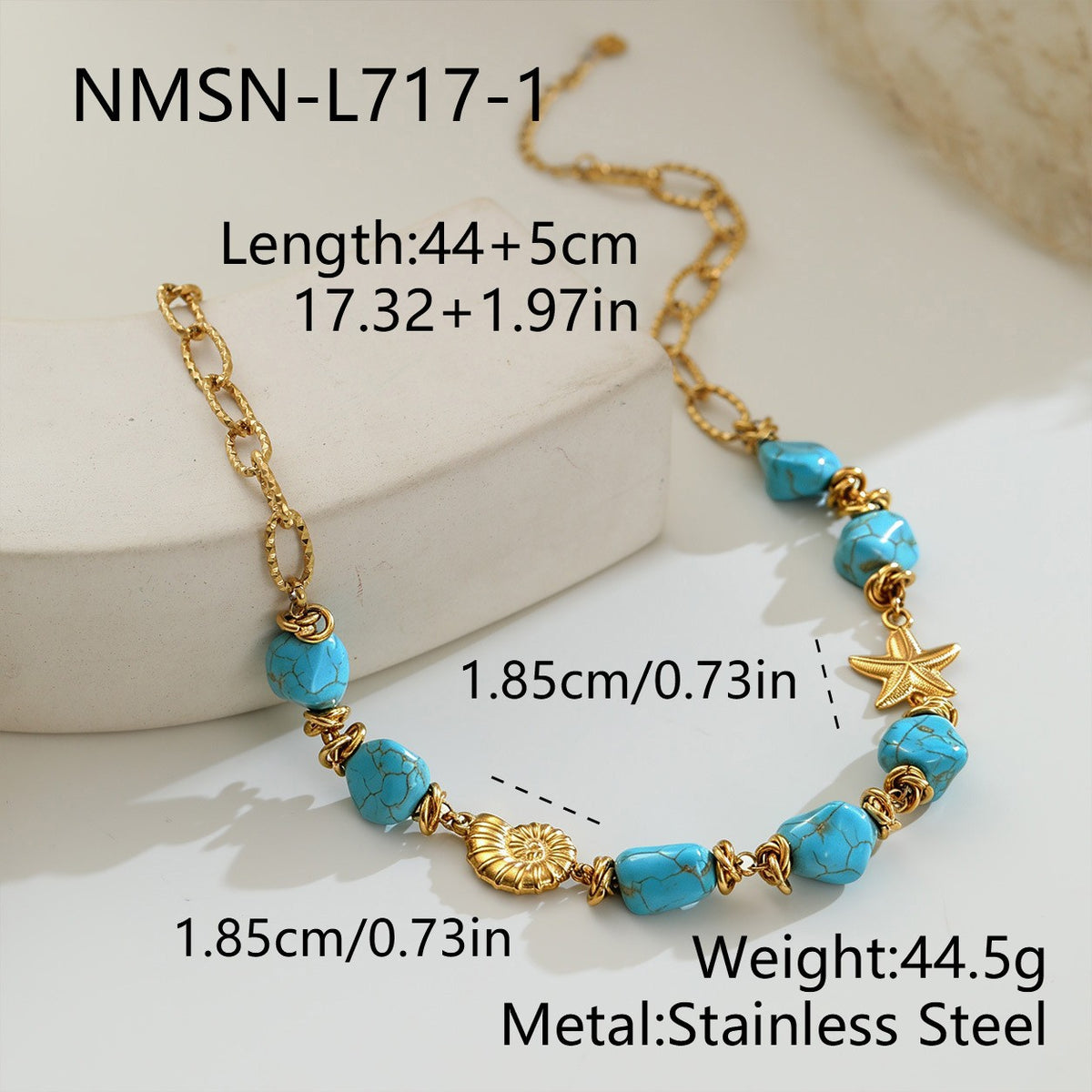 18k Boho Turquoise Starfish Necklace