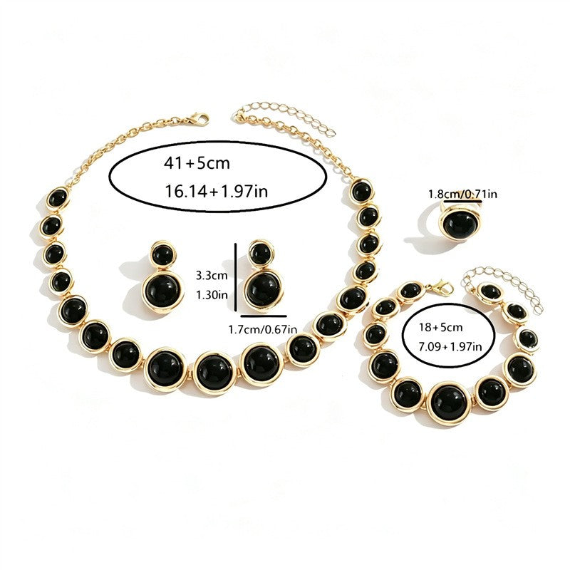 Classy Black Resin Circle 4pc Set