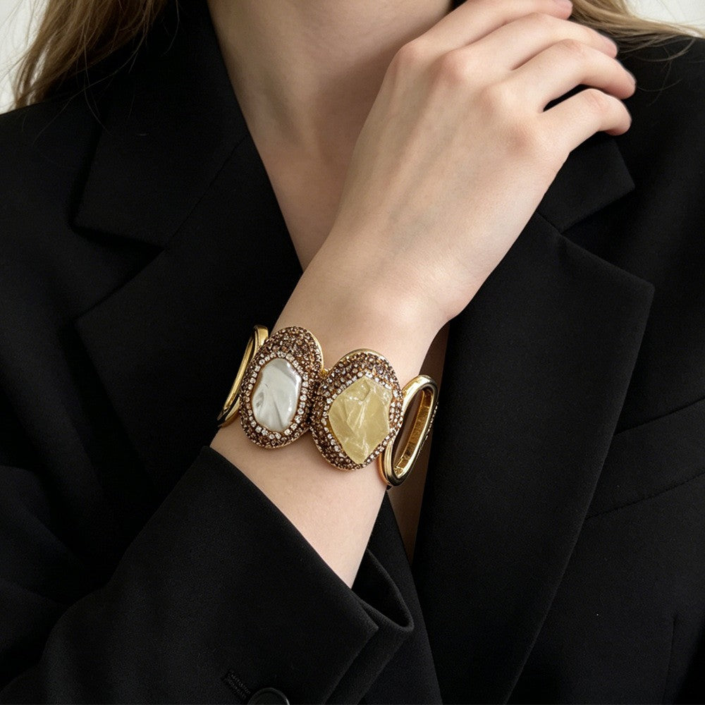 Classy Multi-Stone Cuff Bracelet