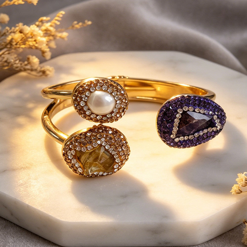 Classy Multi-Stone Cuff Bracelet