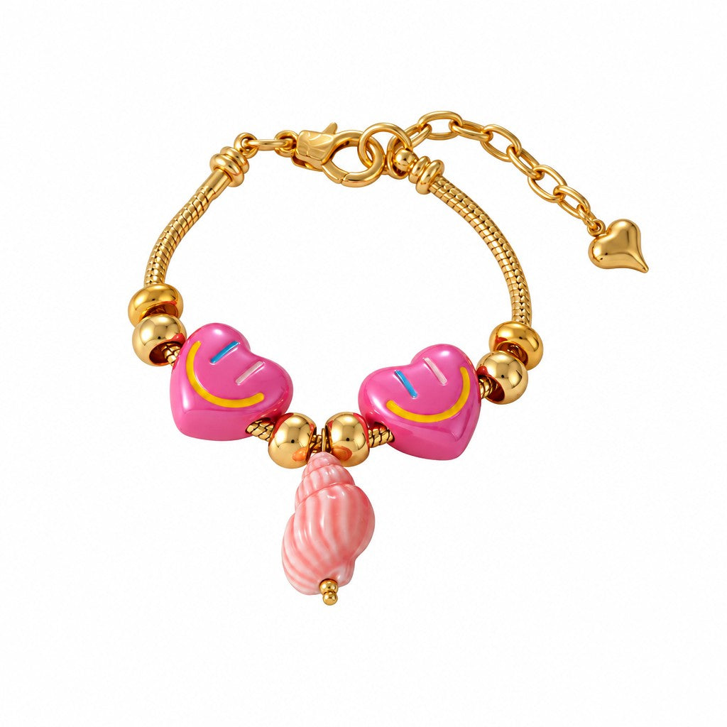 Sweet Smiley Heart & Starfish Charm Bracelet