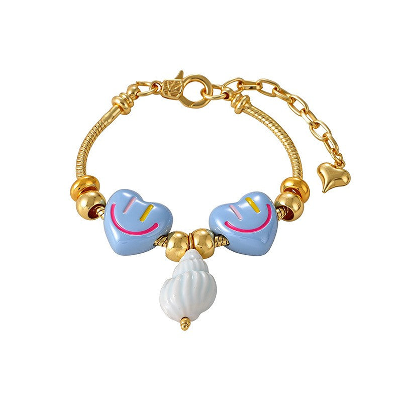 Sweet Smiley Heart & Starfish Charm Bracelet
