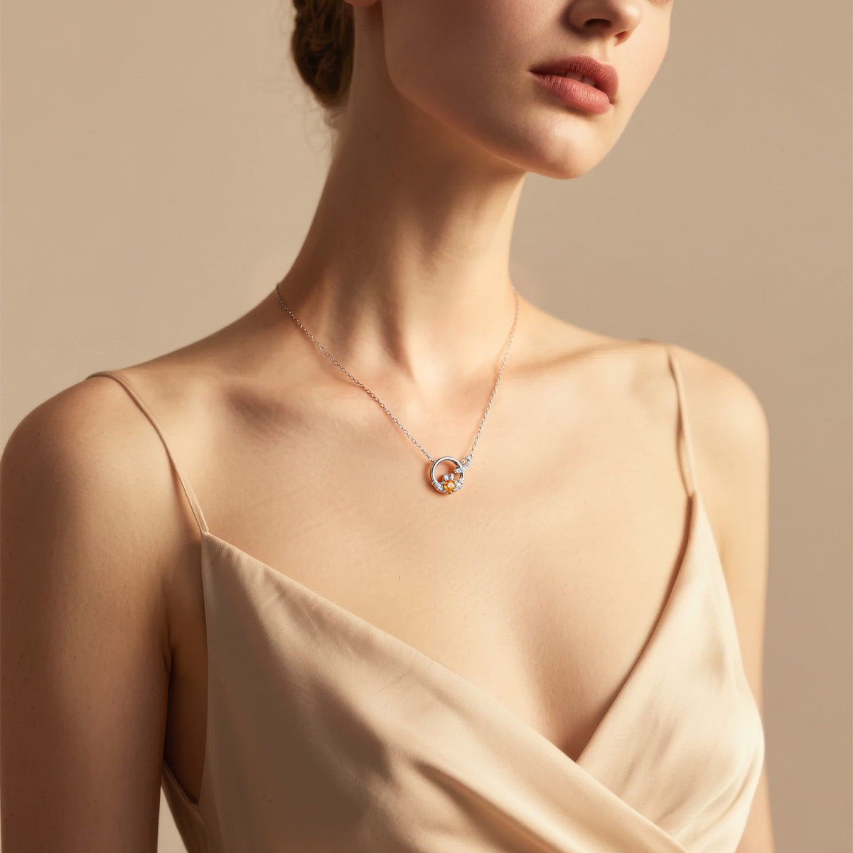 Dainty Interlocking Crown Birthstone Necklace