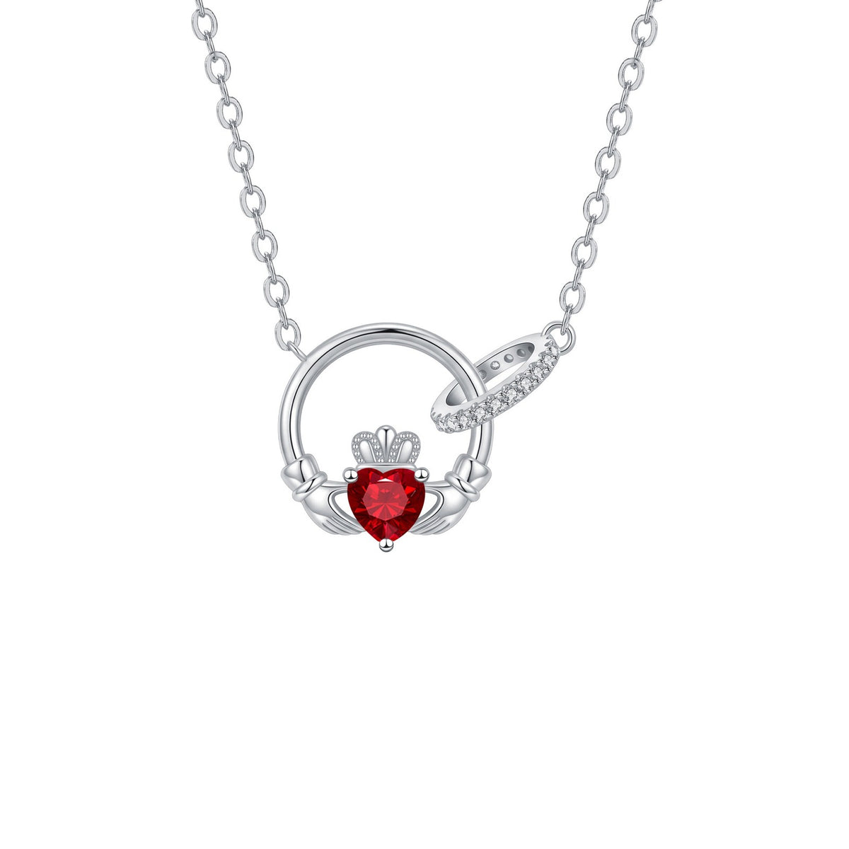 Dainty Interlocking Crown Birthstone Necklace