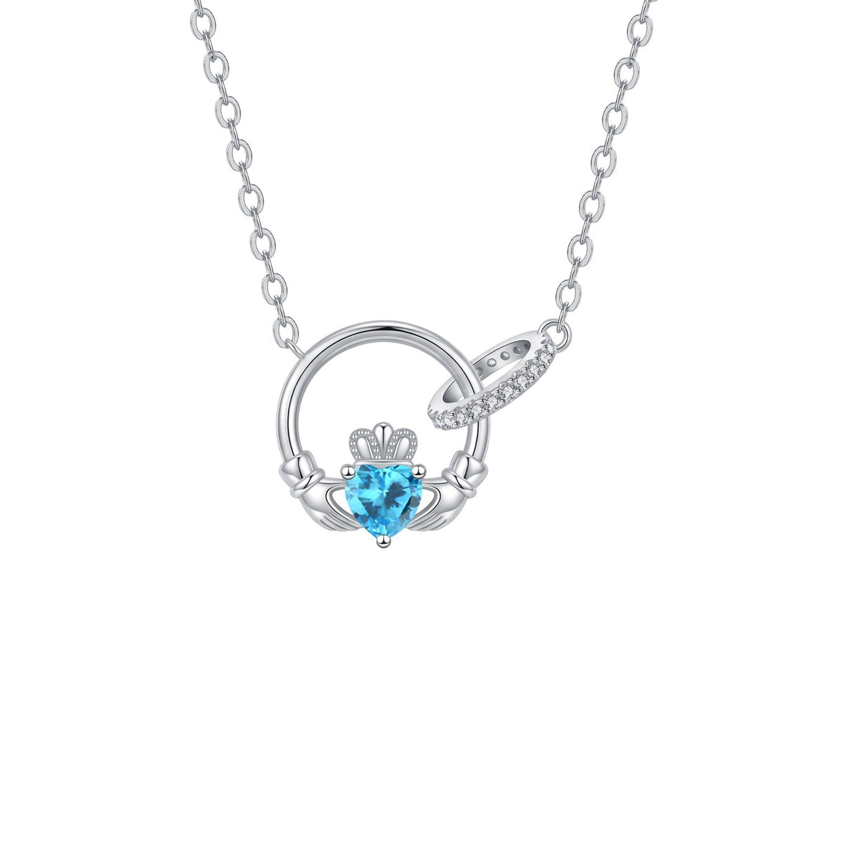 Dainty Interlocking Crown Birthstone Necklace