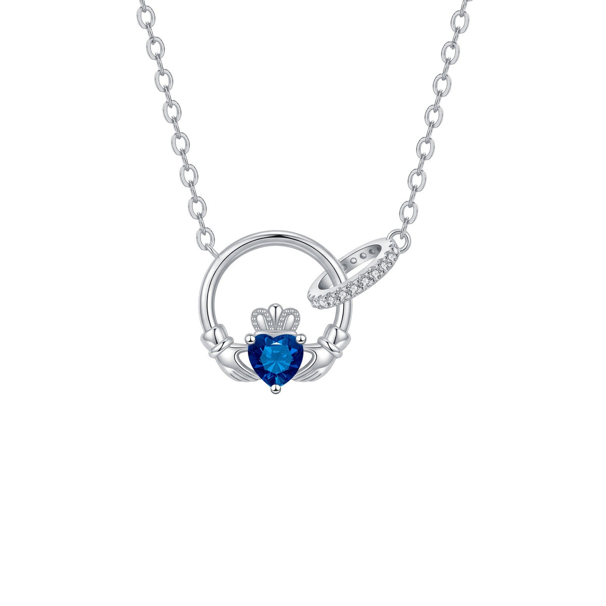 Dainty Interlocking Crown Birthstone Necklace