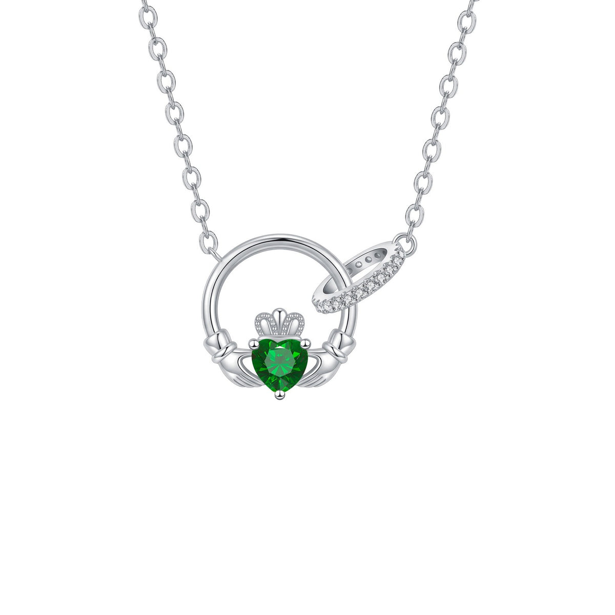 Dainty Interlocking Crown Birthstone Necklace