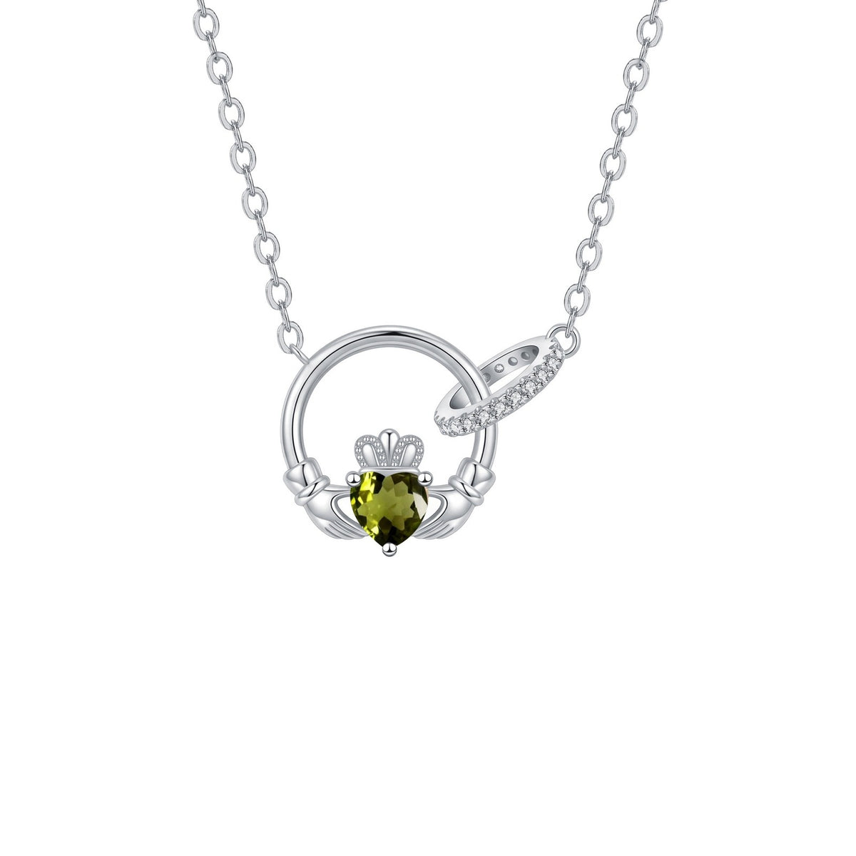 Dainty Interlocking Crown Birthstone Necklace