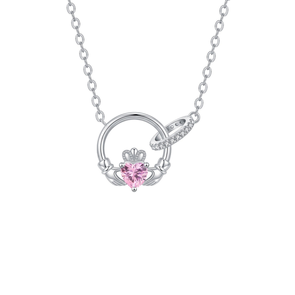 Dainty Interlocking Crown Birthstone Necklace