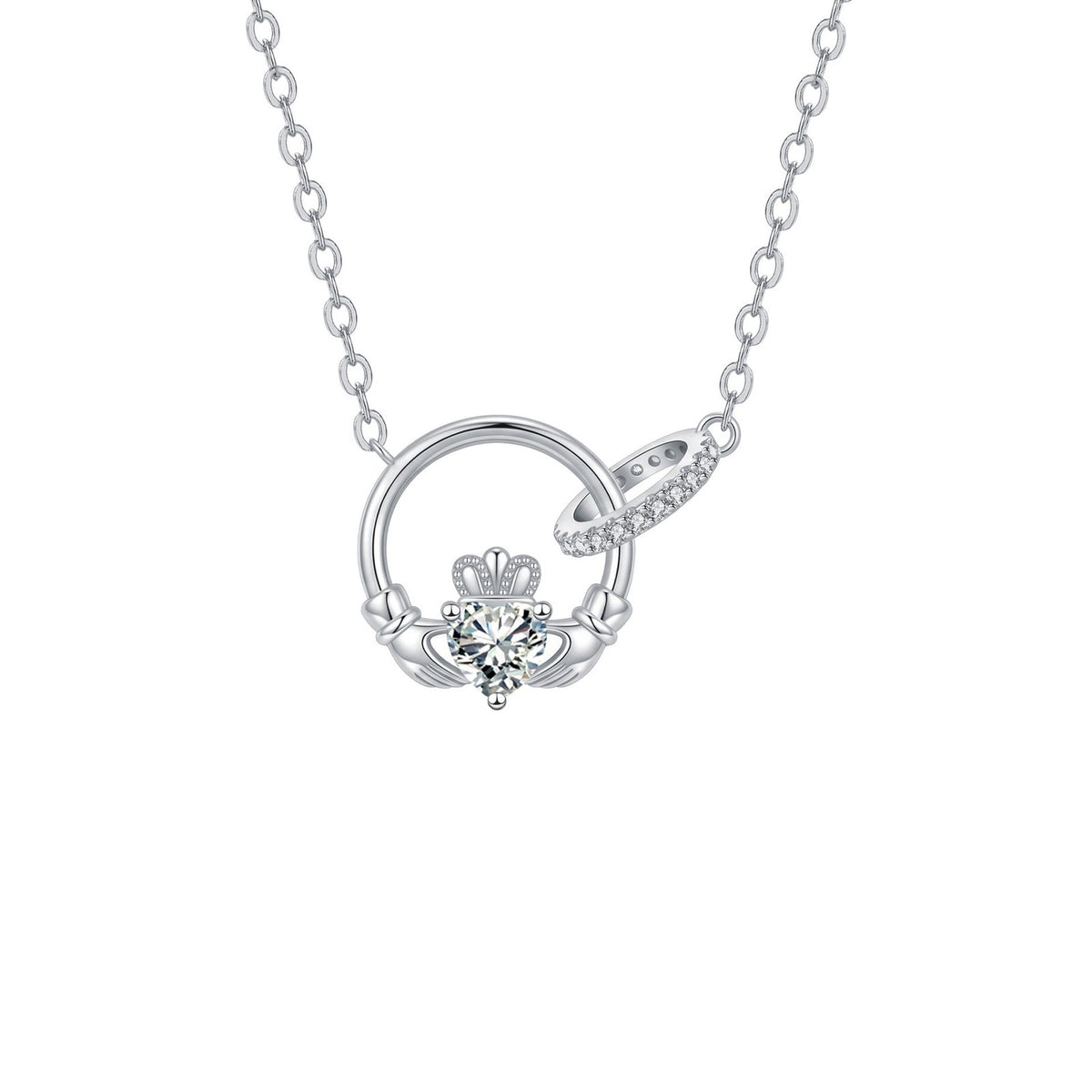 Dainty Interlocking Crown Birthstone Necklace