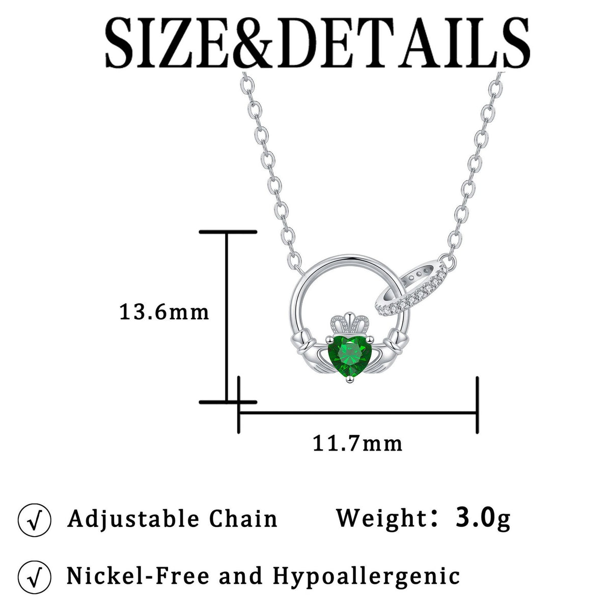 Dainty Interlocking Crown Birthstone Necklace