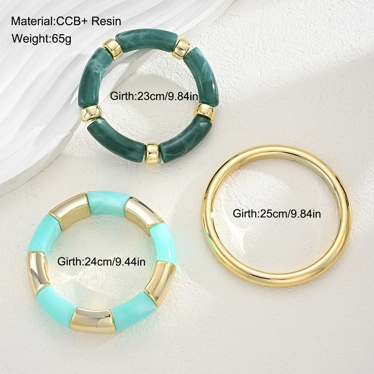 3pc Boho Bamboo Joint Resin Bangle Set