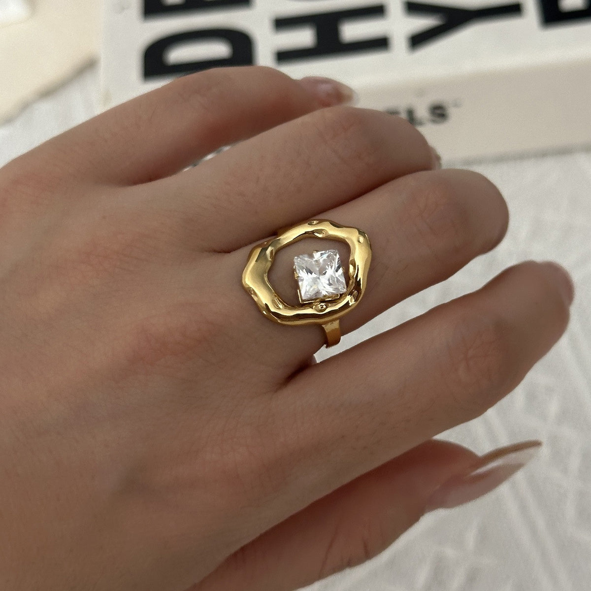 Classy Geometric Zirconia Open Ring Set