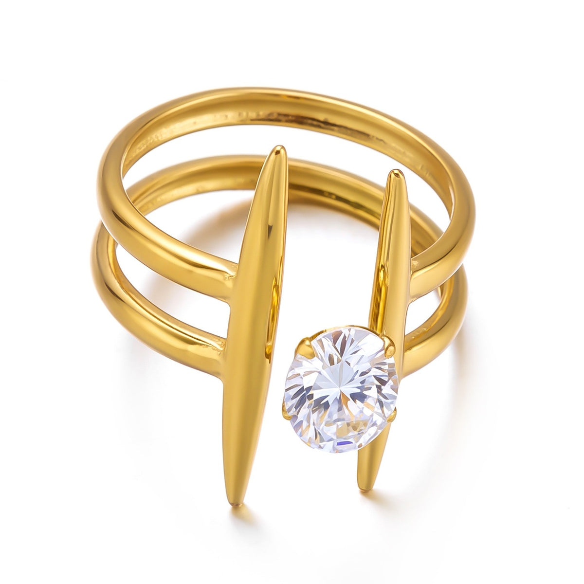 Classy Geometric Zirconia Open Ring Set