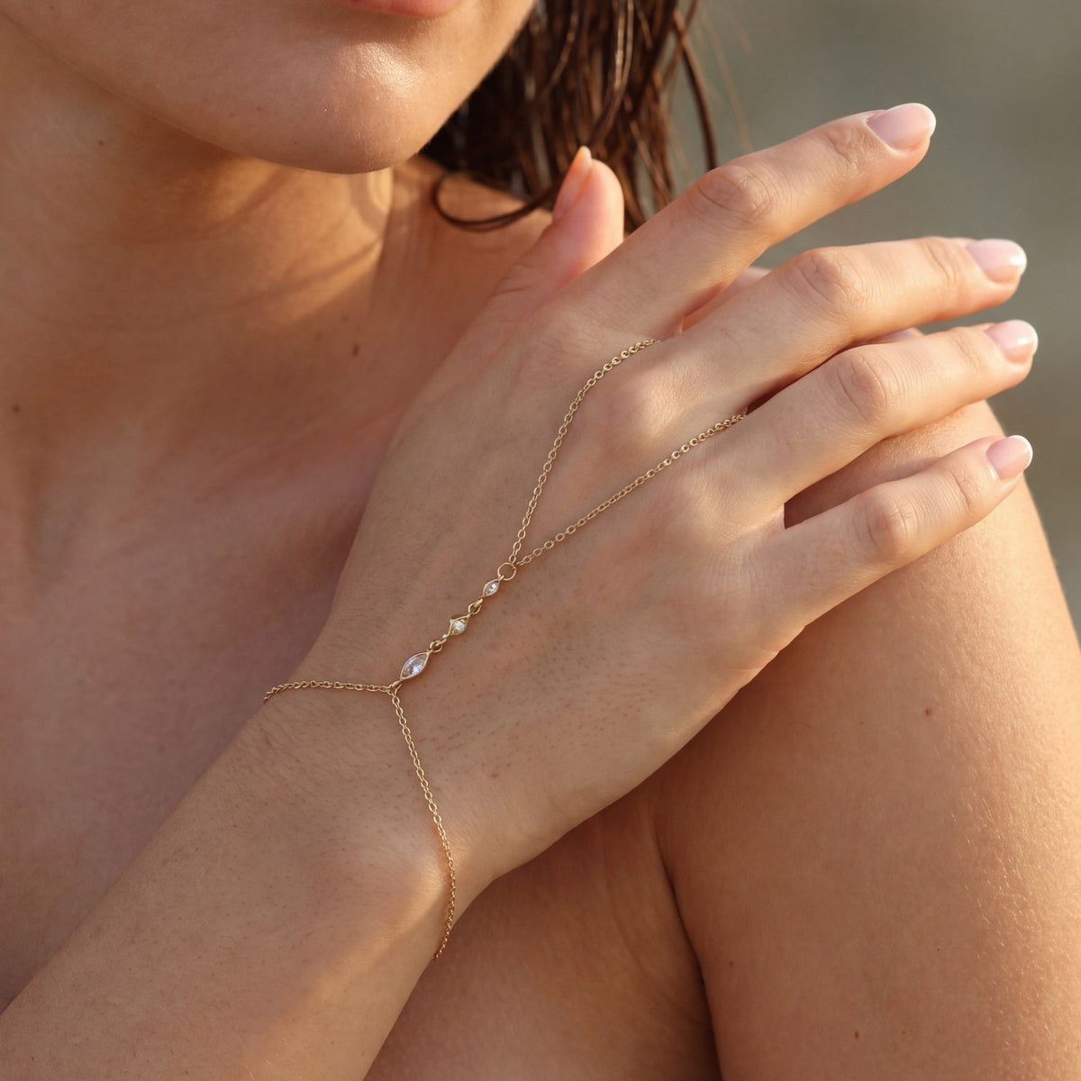 Dainty Multicolor Gemstone Hand Chain