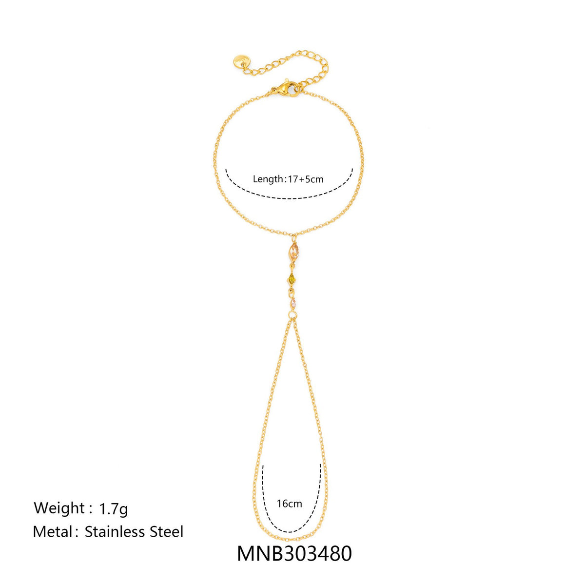 Dainty Multicolor Gemstone Hand Chain