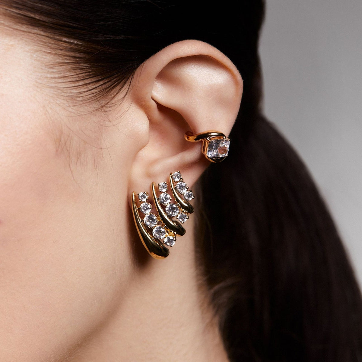 Classy Geometric CZ Ear Cuff Set