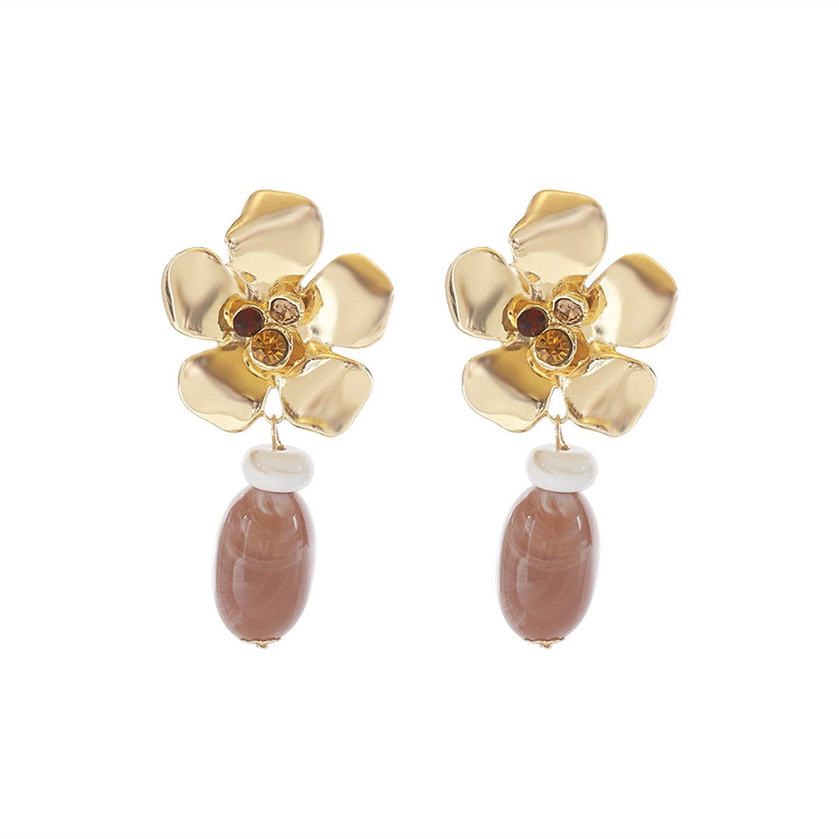 Vintage Floral Green Resin Drop Earrings