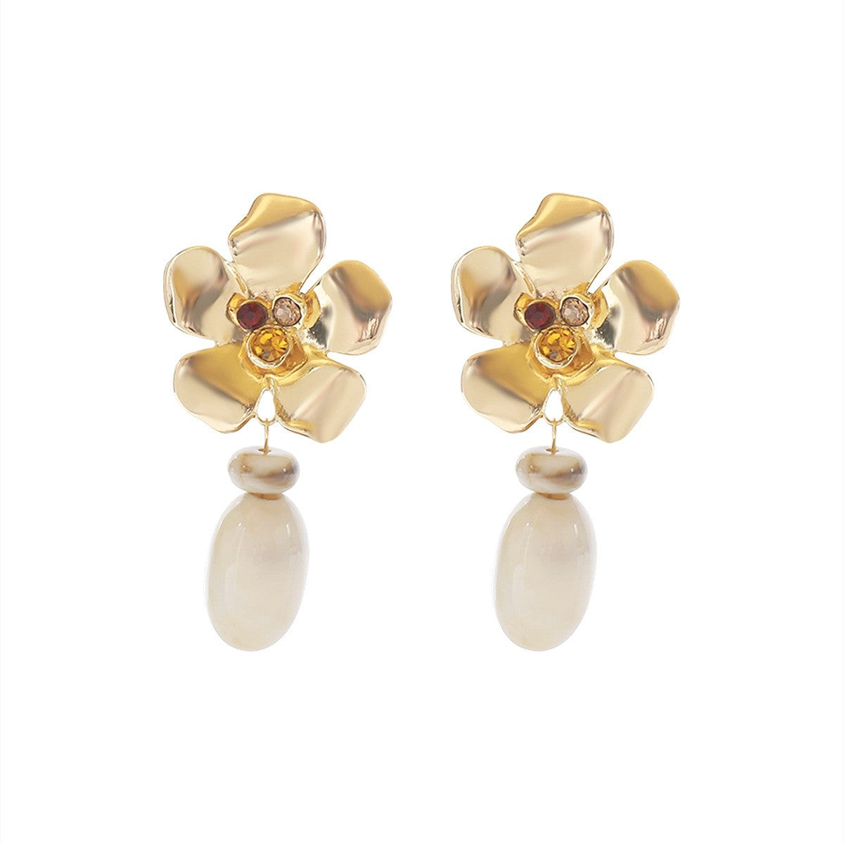 Vintage Floral Green Resin Drop Earrings