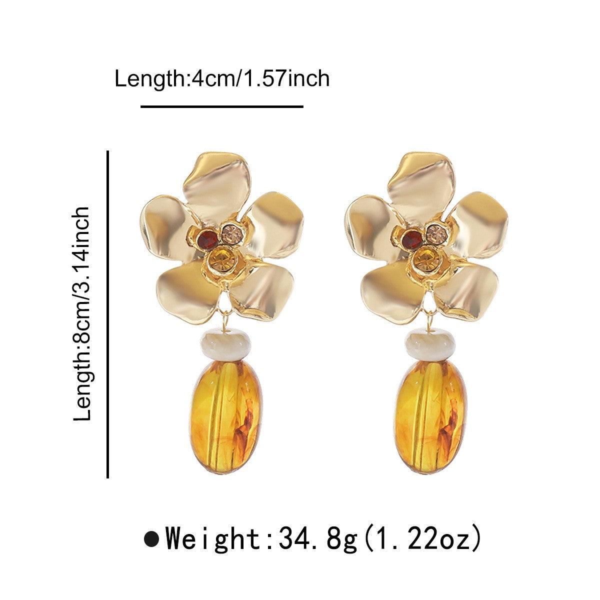 Vintage Floral Green Resin Drop Earrings