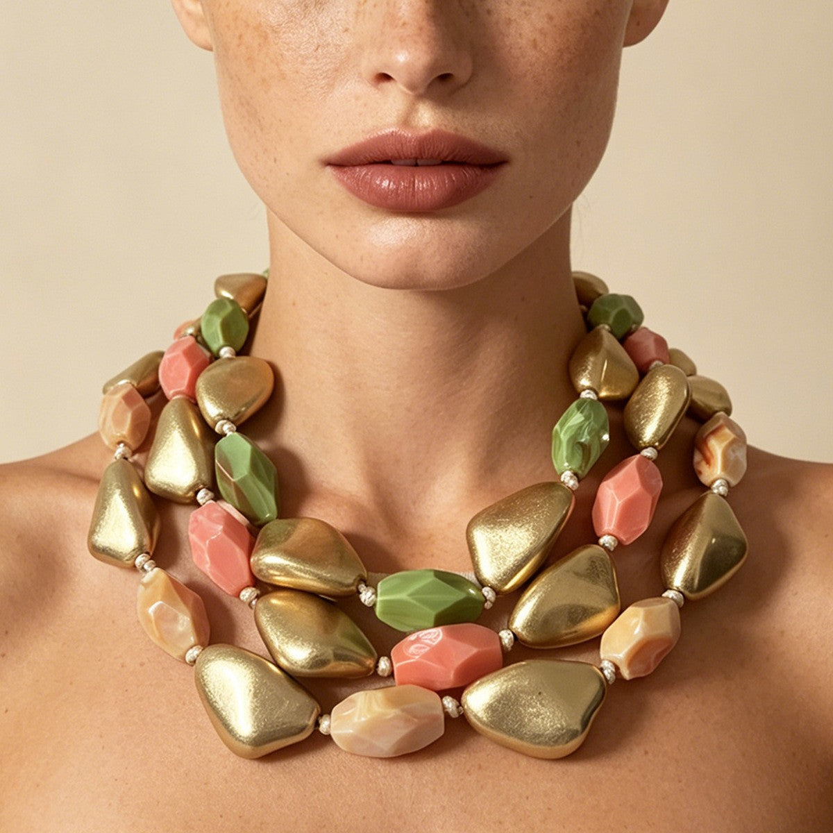 Classy Multi-Color Geometric Resin Necklace