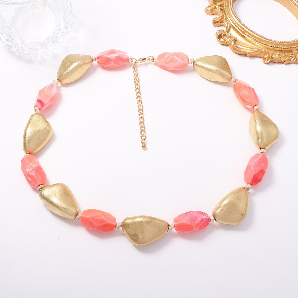 Classy Multi-Color Geometric Resin Necklace