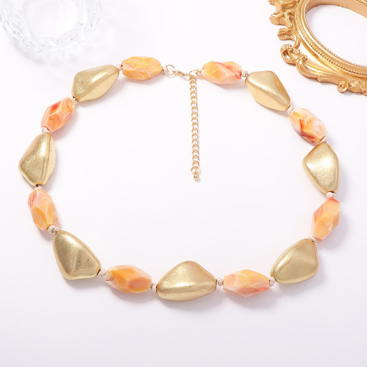 Classy Multi-Color Geometric Resin Necklace
