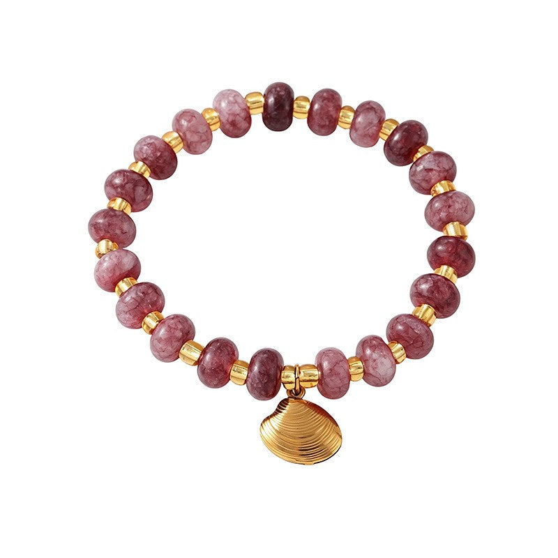 Boho Multi-Color Chalcedony Fish Charm Bracelet Set