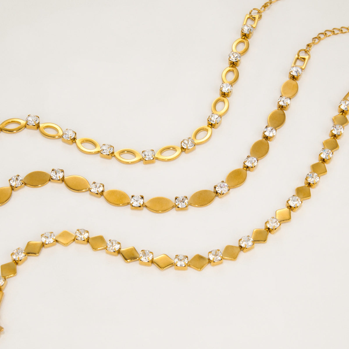 18k Dainty Geometric Rhinestone Anklet