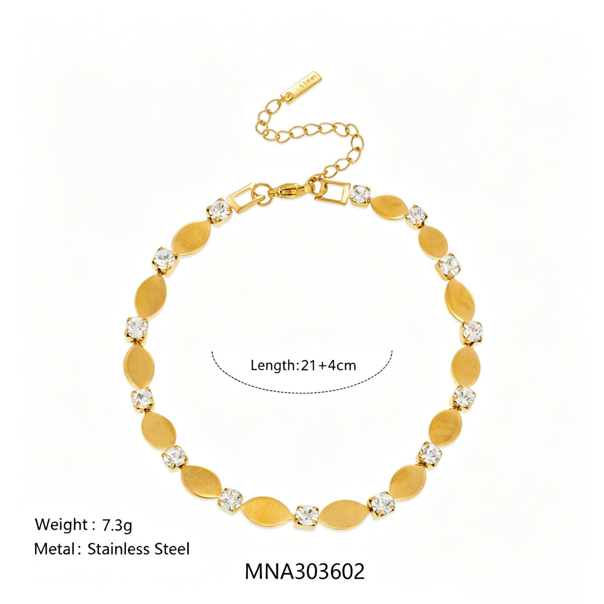 18k Dainty Geometric Rhinestone Anklet