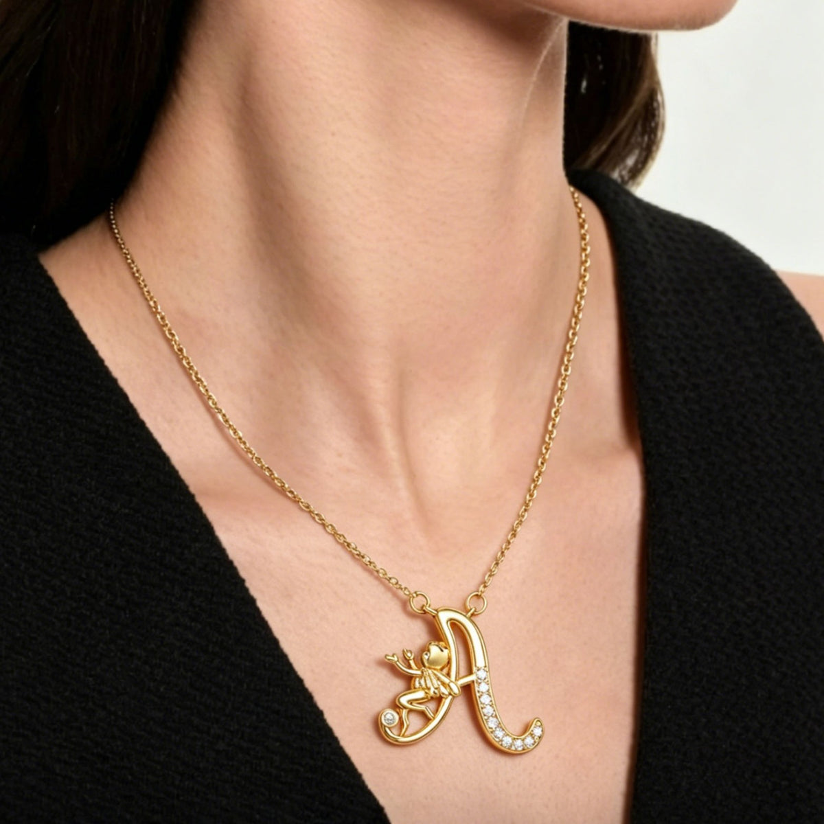 Dainty Angel Initial Necklace
