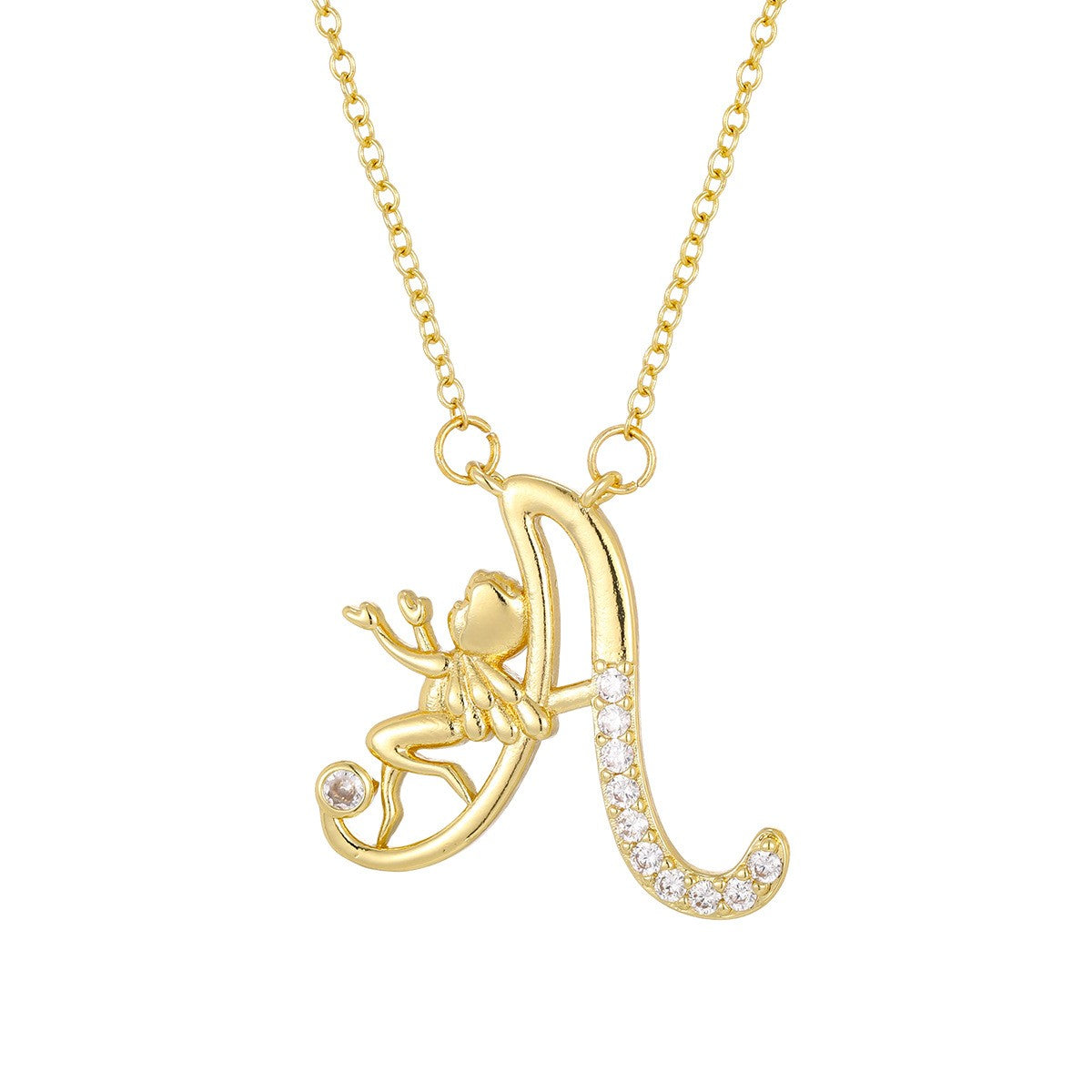 Dainty Angel Initial Necklace