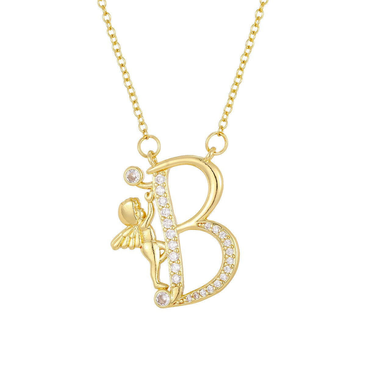 Dainty Angel Initial Necklace