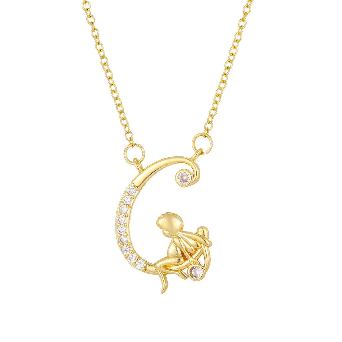 Dainty Angel Initial Necklace
