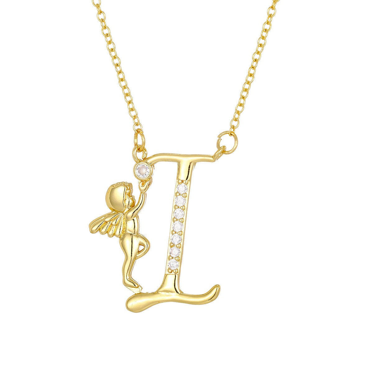 Dainty Angel Initial Necklace