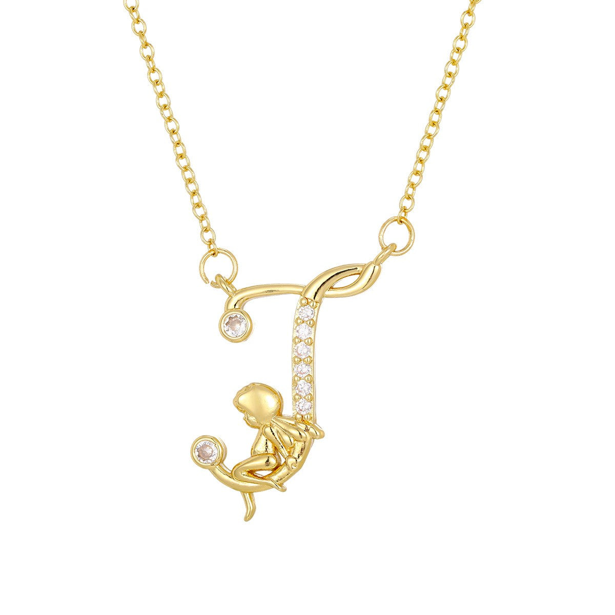 Dainty Angel Initial Necklace