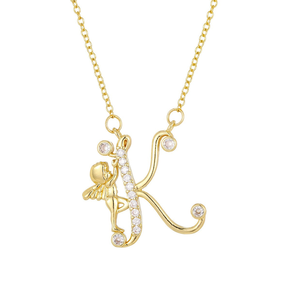 Dainty Angel Initial Necklace