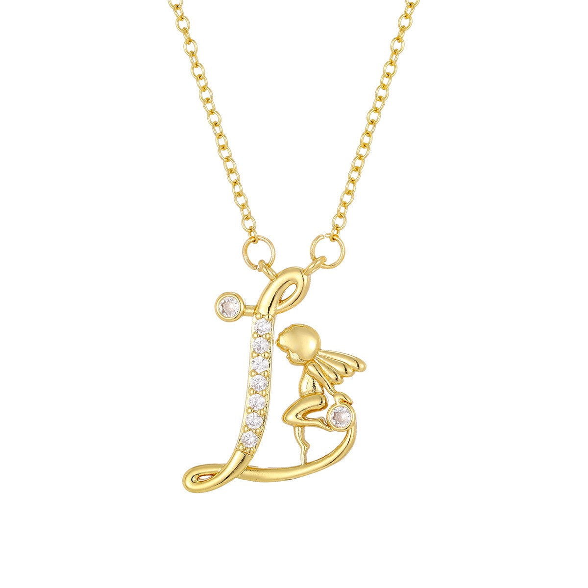 Dainty Angel Initial Necklace