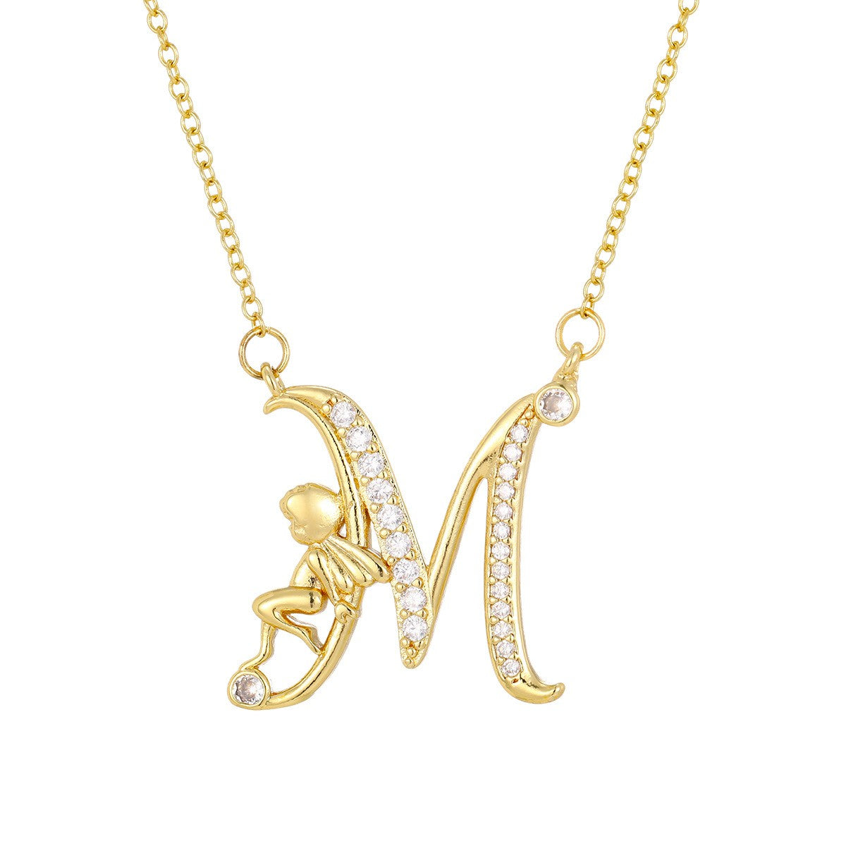 Dainty Angel Initial Necklace