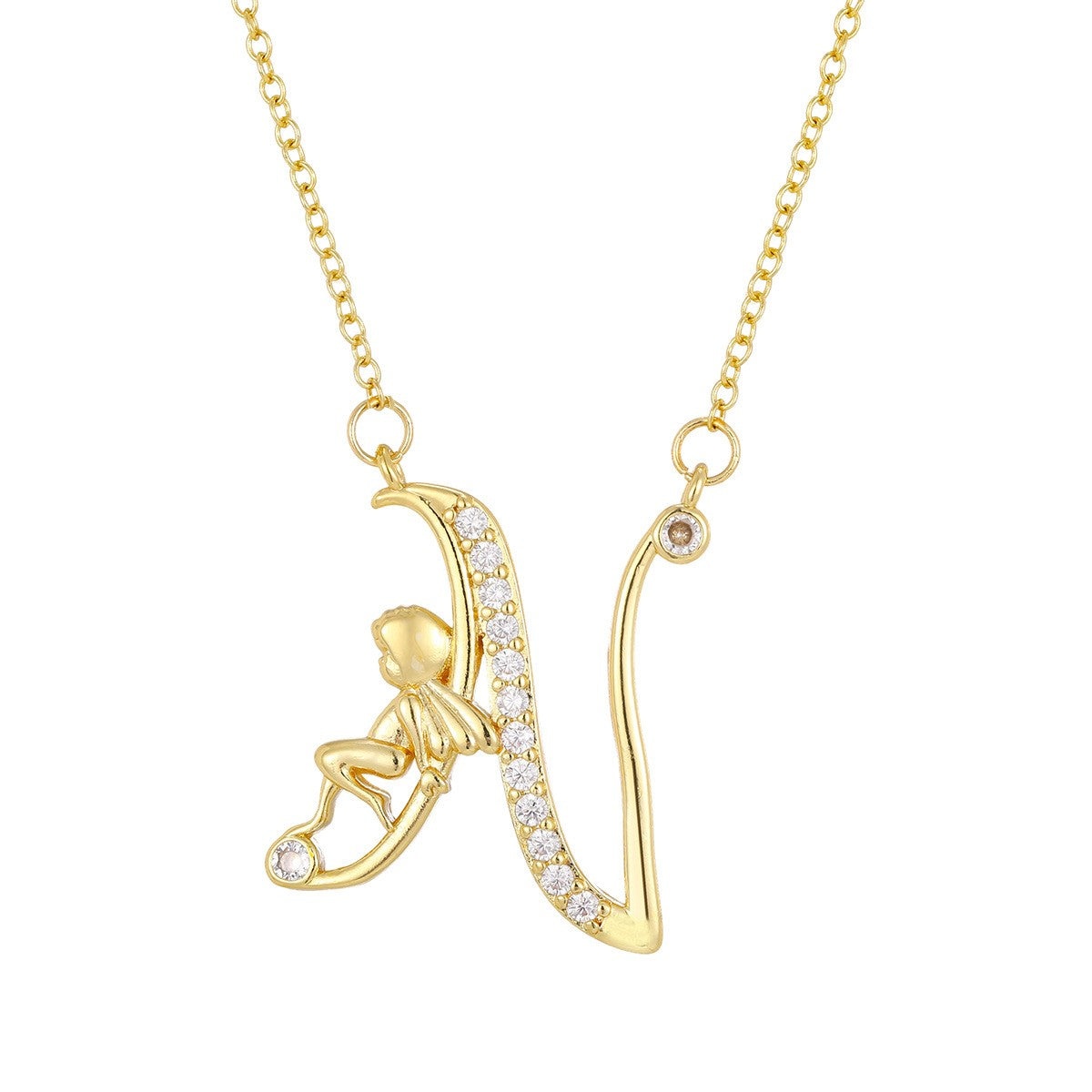 Dainty Angel Initial Necklace